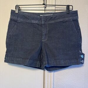Y2K Low Rise Womens 10 Flat Front Mix It Shorts Dark Wash Denim Minimal Vintage